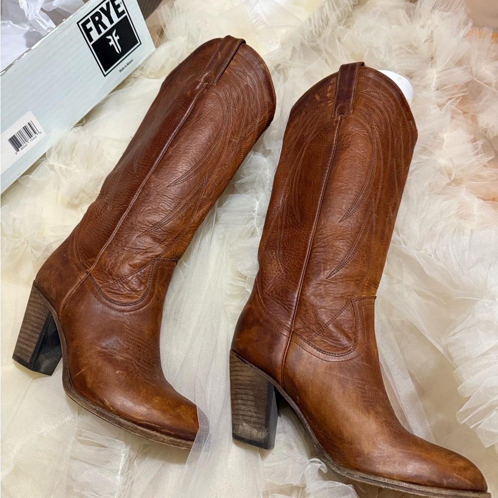 Frye Ilana Pull On Tall Western Boots in Cognac